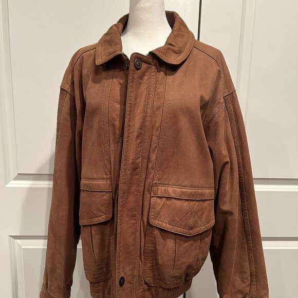 Vintage Leather Bomber Jacket - Men's Medium - Picture 1 of 6